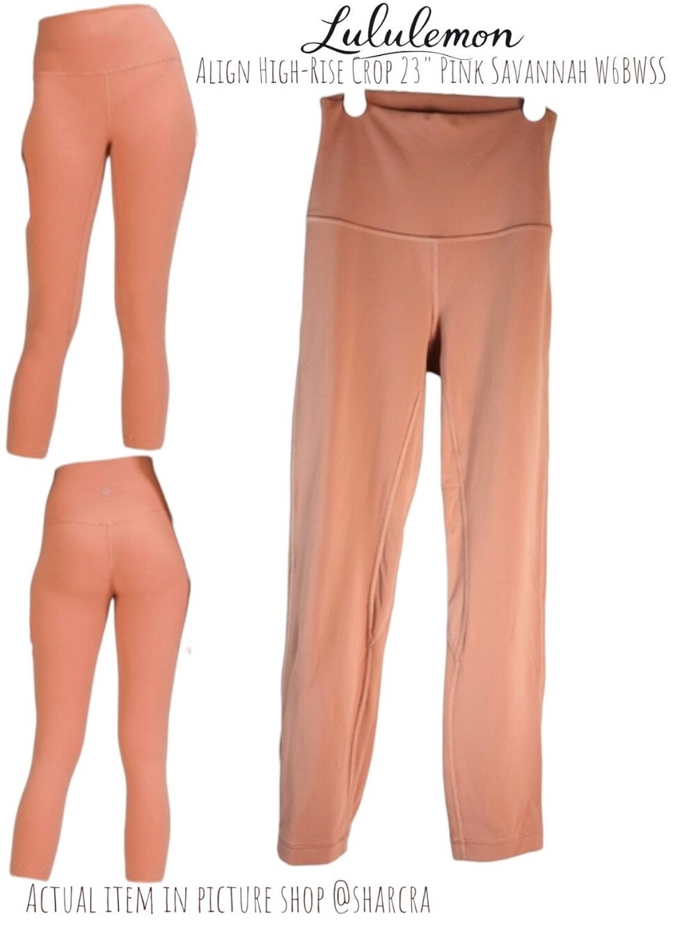 Lululemon Women's Align High-Rise Crop 23" Pink Savannah W6BWSS Legging Tights 2
